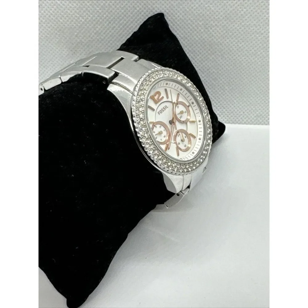 Fossil Stella ES3722 Women Silver Stainless Steel Analog Dial Wrist Watch JNA319